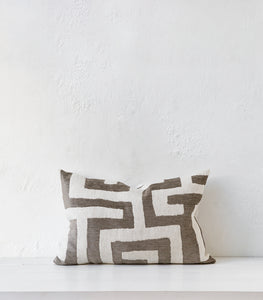 'Meandios' Cushion / NZ MADE / Feather Inner / 60x40cm / Pebble-Natural