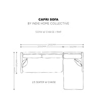Capri Sofa / 2.5 Seater/ RH Chaise / Fabric-Timo