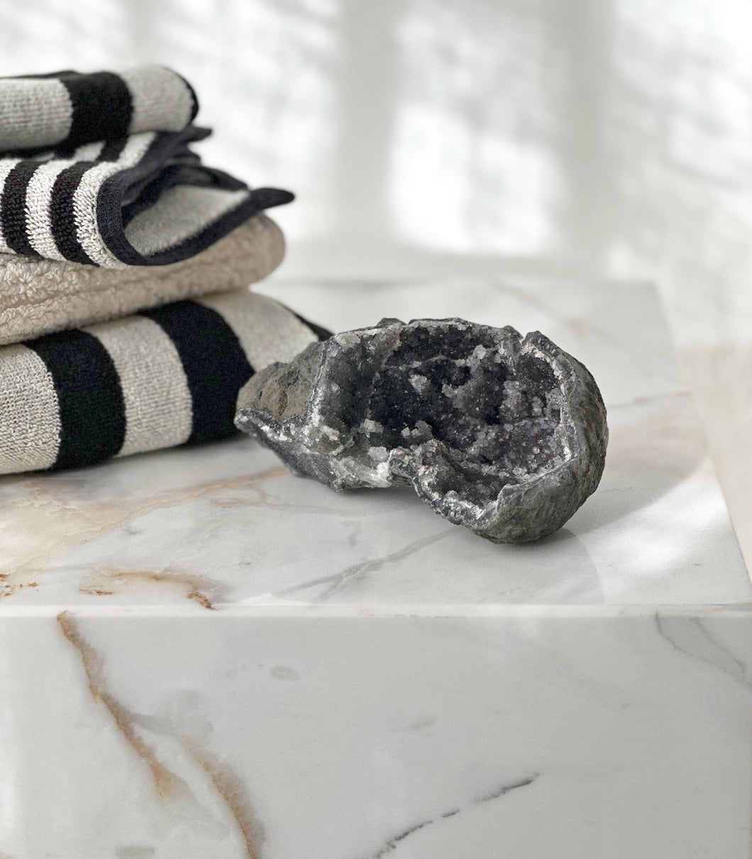 Brazilian Black Quartz Agate Geode / 23-6