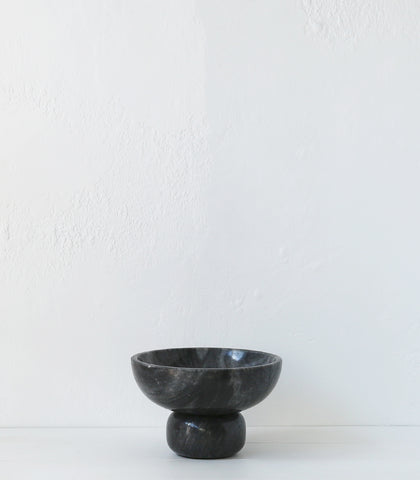 'Indra' Goblet Bowl / Black Marble