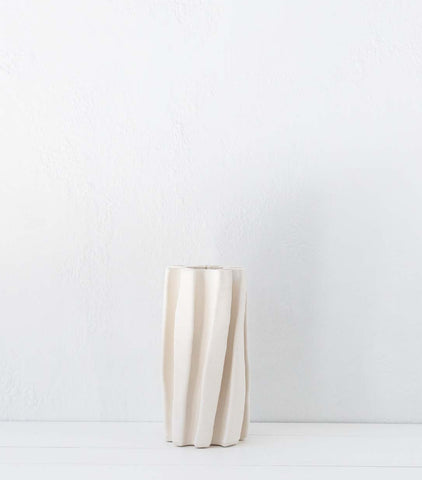 Foundry / 'Box Pleat' Vase /Medium / Ivory / NOT WATERTIGHT / #hof