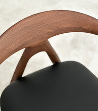 'Brentwood' Dining Chair / Ash / Black Leather- Walnut
