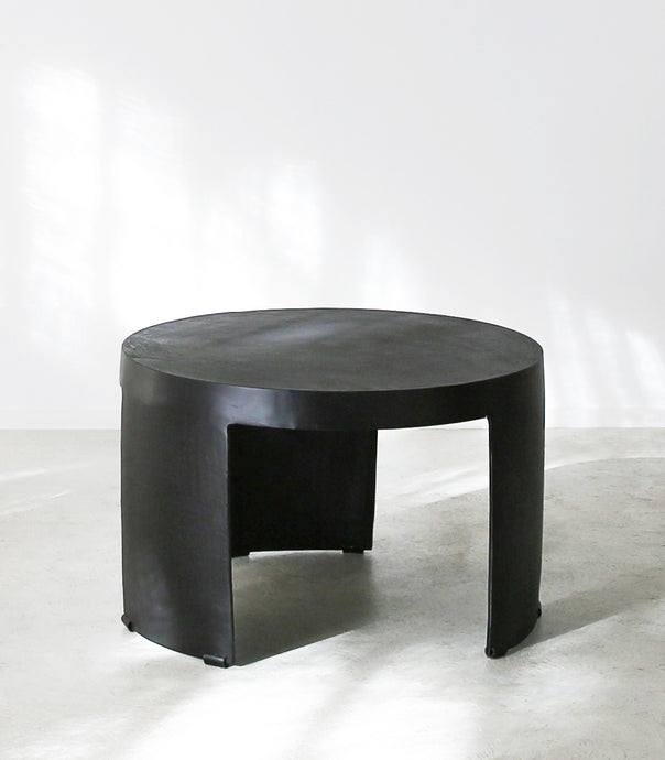 'Brutalist' Iron Side Table / 65cmD x 41cmH