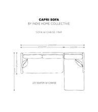 Capri Sofa w RH Chaise / NZ MADE / Fabric - Pompeii - Ecru