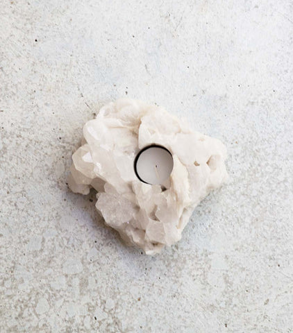 Clear Quartz Cluster T-Lite Holder