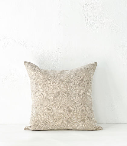 'Dune' Cushion/ NZ MADE/ Feather Inner/ 55x55cm/ Sand