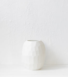 Faceted Glass Vase / White / Large