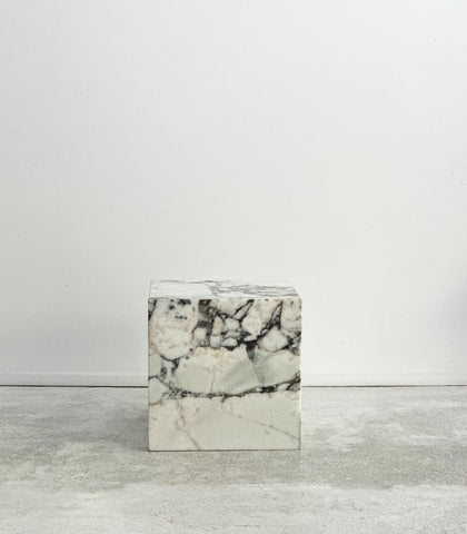 Marble Cube Side Table / 40x40x40cm / Milky Blue