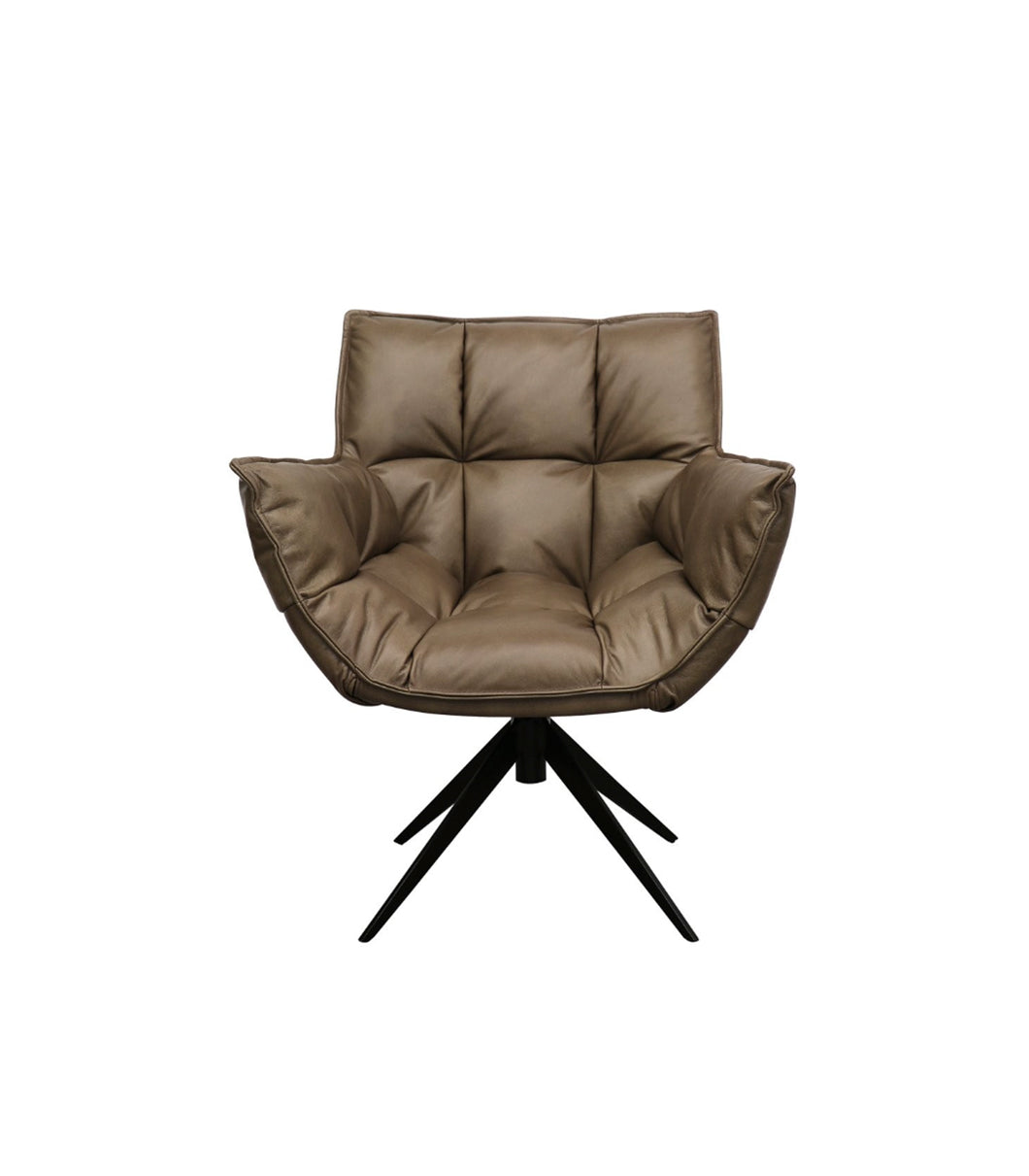 ‘Melrose’ Swivel Occasional  Leather Chair / Beige