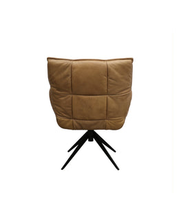 'Melrose' Leather Occasional Swivel Chair / Tan