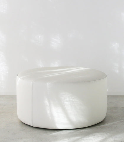 'Rio' Ottoman / NZ MADE / 80cmDx40cmH / Cream Leather