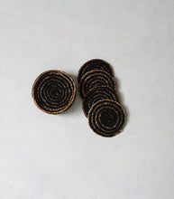 'Simply Black' Woven Coasters & Holder / Set 4