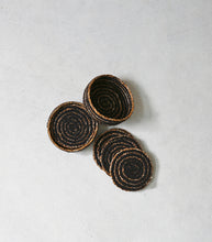 'Simply Black' Woven Coasters & Holder / Set 4
