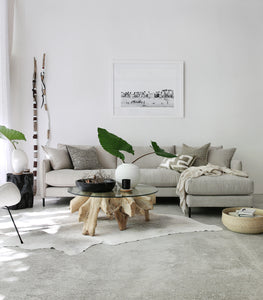 Capri Sofa w RH Chaise / NZ MADE / Fabric - Pompeii - Ecru