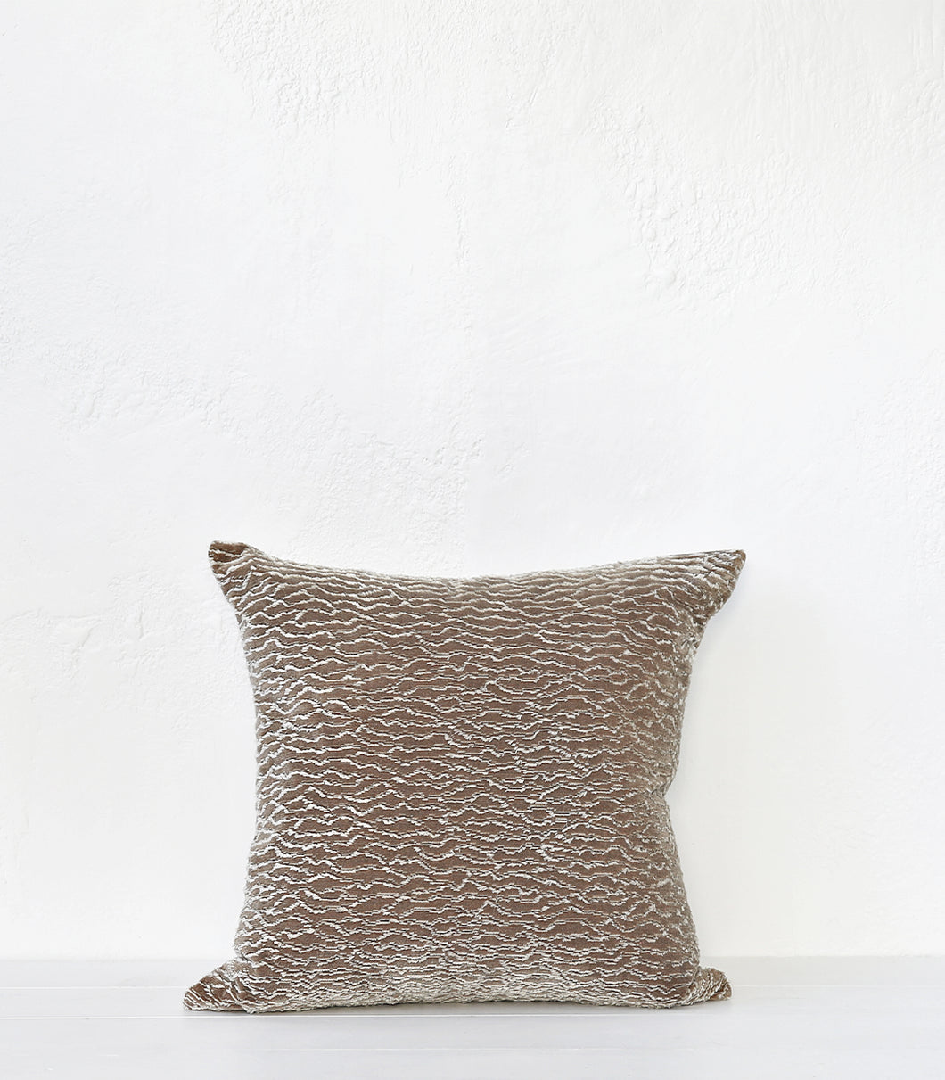 'Velvet Ripple' Cushion /nNZ MADE- Feather Inner / 55x55cm / Linen