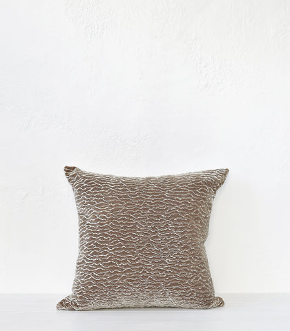 'Velvet Ripple' Cushion /nNZ MADE- Feather Inner / 55x55cm / Linen