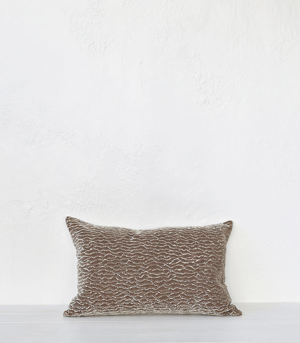'Velvet Ripple' Cushion / NZ MADE-Feather Inner / 60x40cm / Linen
