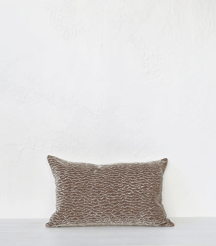 'Velvet Ripple' Cushion / NZ MADE-Feather Inner / 60x40cm / Linen