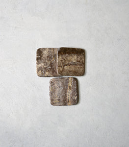 Square Coaster / Grey Travertine