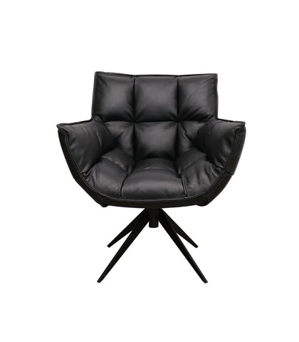 'Melrose' Leather Occasional Swivel Chair / Black