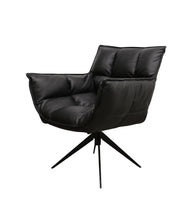 'Melrose' Leather Occasional Swivel Chair / Black