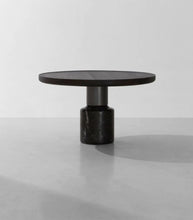 District Eight / 'Stilt' Coffee Table / Dark Seared Oak & Antique Brass / 60cmD / Medium
