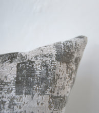 'Velvet Check' Cushion / NZ MADE / Feather Inner / 55x55cm / Silver Grey