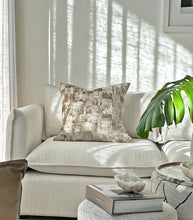 'Velvet Check' Cushion / NZ MADE / Feather Inner /55x55cm / Taupe