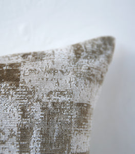 'Velvet Check' Cushion / NZ MADE / Feather Inner /55x55cm / Taupe