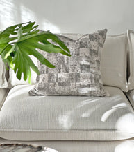 'Velvet Check' Cushion / NZ MADE / Feather Inner / 55x55cm / Silver Grey
