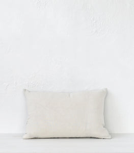 'Velvet Check' Cushion / NZ MADE / Feather Inner / 60x40cm/Silver Grey