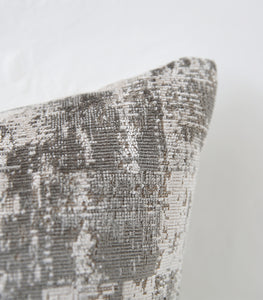 'Velvet Check' Cushion / NZ MADE / Feather Inner / 60x40cm/Silver Grey