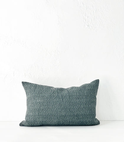 'Vintage Weave' Cushion / NZ MADE / NZ Feather Inner / 40x60cm / Ocean