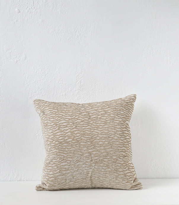 'Velvet Ripple' Cushion / NZ MADE - Feather Inner  / 55x55cm / Space Dust