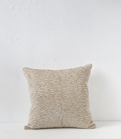 'Velvet Ripple' Cushion / NZ MADE - Feather Inner  / 55x55cm / Space Dust