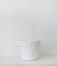 Side Handle Cement Planter / White