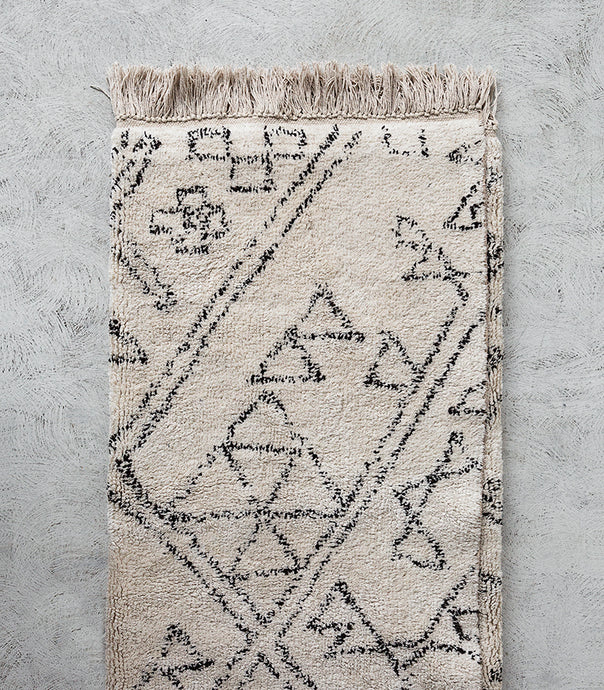 'Awan' Cotton Floor Rug / Black-Natural White / 160x230cm