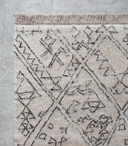 'Awan' Cotton Floor Rug / Black-Natural White / 160x230cm