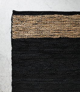 Bogota Floor Rug / Leather-Hemp / Black-Natural / 160x230m