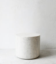 Elle Block Round White Marble Side Table