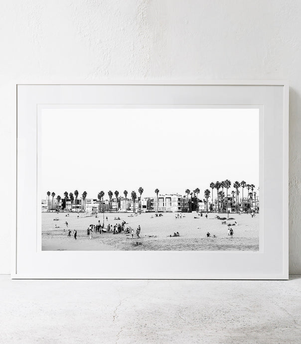 I Wanna Live By The Sea / 'Venice Beach' Framed B&W Print (Size A1)
