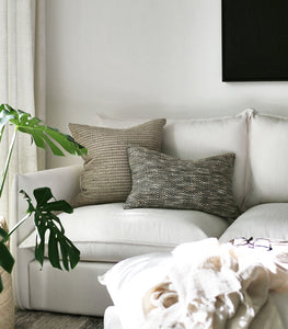 'Velvet Rib' Cushion w Feather Inner / 55x55cm / Sand