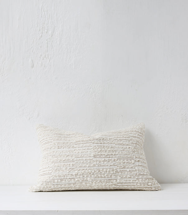 'Nomad' Cushion / NZ Made / Feather Inner / 60x40cm / Ivory