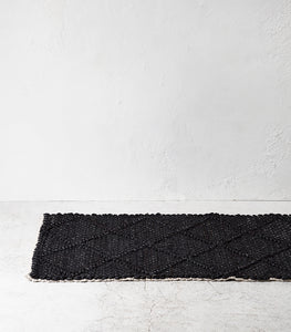 Assam Floor Rug / Handwoven Jute / Black / 50x140cm
