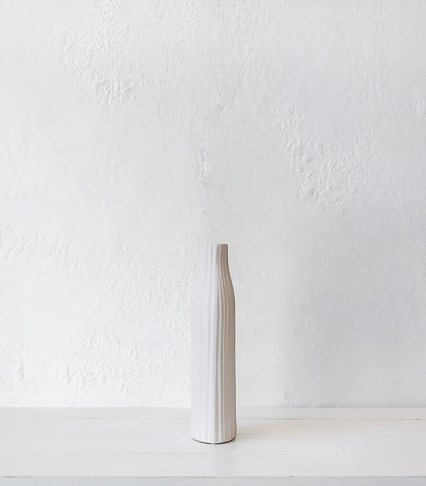 Textured Ceramic Vase / White