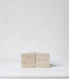 Geometric Travertine Bookends