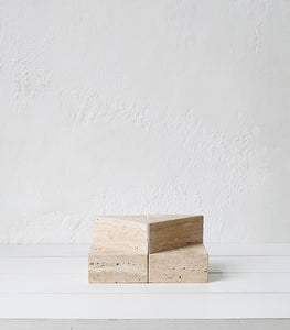 Geometric Travertine Bookends