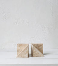 Geometric Travertine Bookends