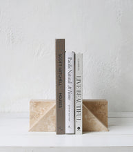 Geometric Travertine Bookends