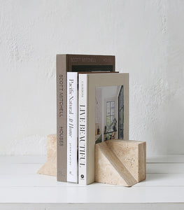 Geometric Travertine Bookends